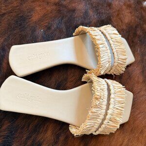 Cult Gaia Malfi Straw-Trimmed PVC Sandals